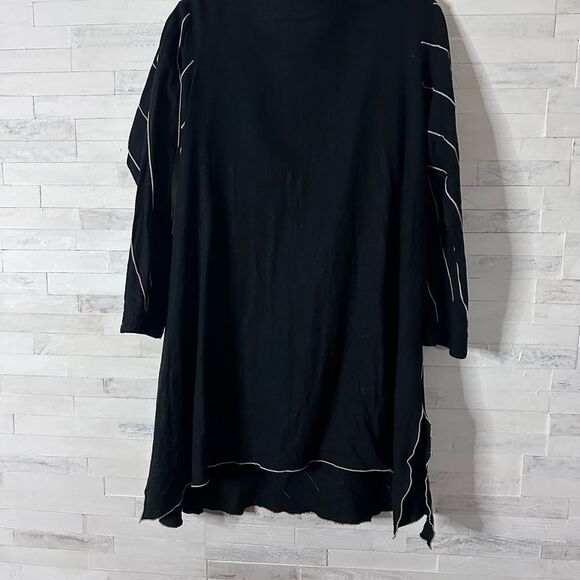 Dress Long Sleeve Black Tan Striped Simple People Size M - Picture 3 of 6
